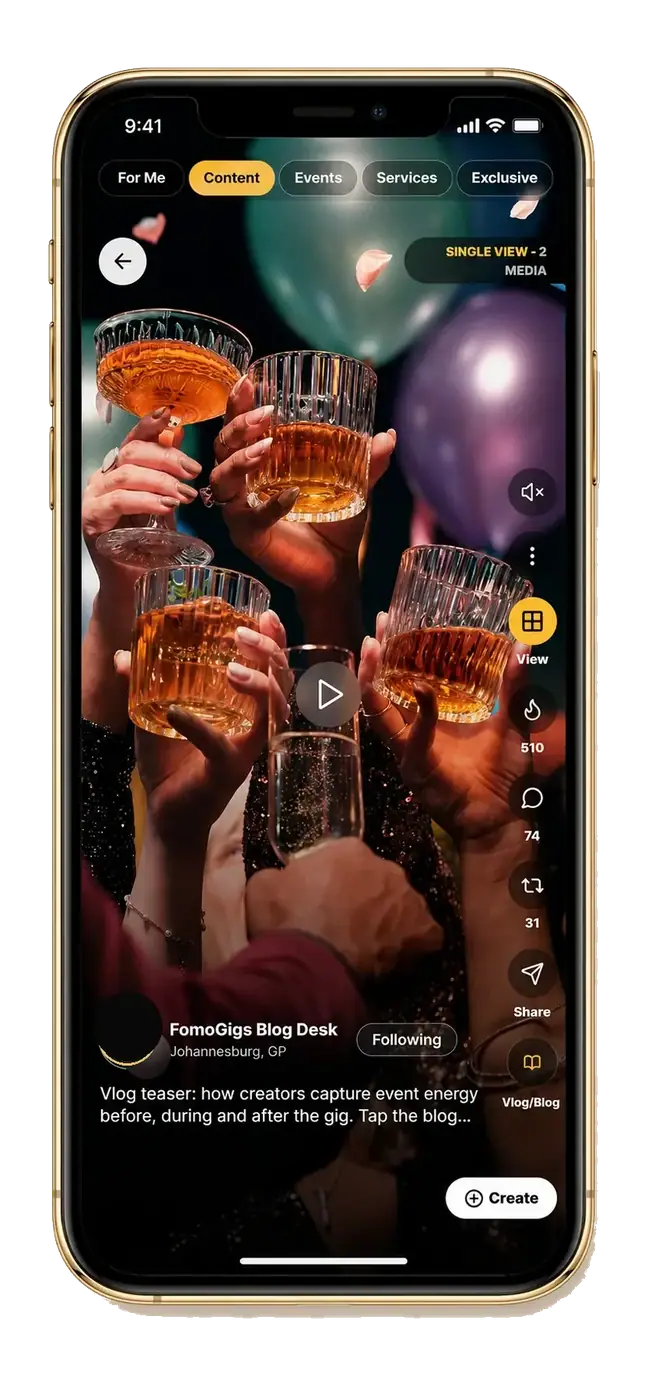 FomoGigs immersive media view